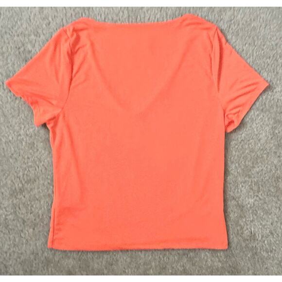 Live In The Moment Crop Top Shaped Fit V Neck Orange Women’s Size Large - Picture 2 of 6